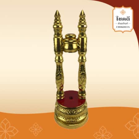 ขาตั้งตาลปัตร กลมแกะลาย ปิดทอง